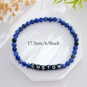 Pulsera <span class=keywords><strong>de</strong></span> cuentas con nombre personalizado Resoul, pulsera <span class=keywords><strong>de</strong></span> piedra natural con letra del alfabeto, brazalete elástico con palabra personalizada, regalo <span class=keywords><strong>de</strong></span> joyería para mujer - Product Image 3