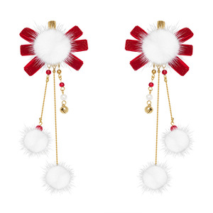 Liquidación de accesorios para faldas de estilo étnico para niños, pinzas para el pelo con pompones de visón, lindos y dulces accesorios para el pelo de estilo antiguo. - Product Image 5