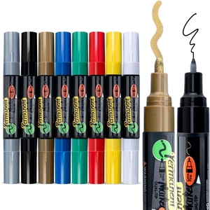 TRANSON 8 Farben Wasserfeste Kunststoff-Farbmarker mit Doppelspitze (Kraftige und Extra Feine Spitze) für Kunst und Zeichnen - Product Image 1
