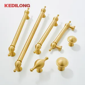 European style luxury brass cabinet door knob golden modern minimalist cabinet drawer beautiful pull handle