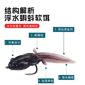 Señuelo Bionic Tadpole, cebo artificial suave de silicona para pesca de lubina en arroyos y pesca con mosca. - Product Image 3