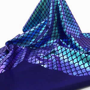 قماش من الفويل بتصميم حورية البحر, قماش من الفويل بتصميم هولوجرام ، مطبوع عليه صورة سمكة ، قماش مطاطي مرن لملابس السباحة - Product Image 3