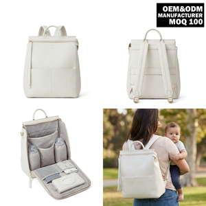 Mochila de Maternidad Personalizada de Primera Calidad, Blanca, <span class=keywords><strong>para</strong></span> Mamá y Recién <span class=keywords><strong>Nacido</strong></span>, de Piel Vegana PU, <span class=keywords><strong>Bolsa</strong></span> de Pañales <span class=keywords><strong>para</strong></span> Bebé - Product Image 1