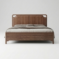 Modernes Neues Doppelbett im Chinesischen Stil mit Massivholz/Gepolstertem Kopfteil; Apartment-Schlafzimmermöbel