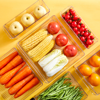 Transparent Lot de 5 bacs de rangement en plastique carrés empilables pour garde-manger multifonctionnel pour réfrigérateur Organisateur Fruits Légumes Nourriture