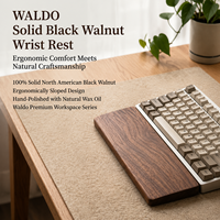 Repose-poignets ergonomique Waldo en bois de noyer massif, plusieurs tailles, pour clavier mécanique, idéal bureau et domicile