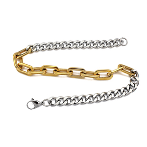 Clásico 18K <span class=keywords><strong>oro</strong></span> Acero inoxidable Simple minimalista dos tonos cadena Paperclip enlace papel Clip collar cadena para Mujeres Hombres - Product Image 4