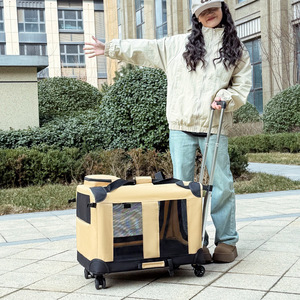 Sac de transport portable pour animaux de compagnie, grande capacité, respirant, avec roulettes, pour les voyages et l'extérieur - Product Image 2