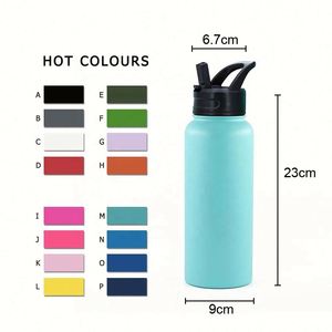 Bouteille d'eau isotherme à double paroi en acier inoxydable de 32 oz/1000 ml avec couvercle en plastique pour le camping - Écologique, maintient la température de 12 à 24 heures - Product Image 4
