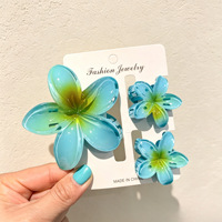 Offre Spéciale : Lot de 3 Pinces à Cheveux en Plastique Fleur d'Œuf, Tendance Hawaïenne, pour Mariage, Plage, Fleur de Plumeria, pour Femmes