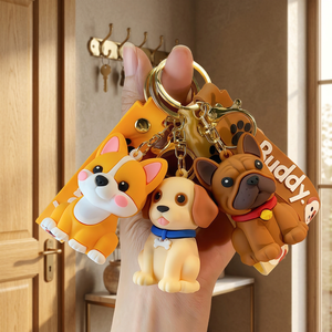 Porte-clés mousqueton personnalisé en caoutchouc 3D Shiba Inu, durable, mignon, animal de dessin animé, écologique, non toxique, cadeau de Noël, vente en gros - Product Image 6