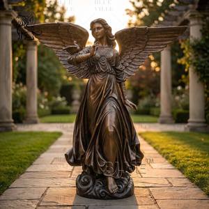 Fontana <span class=keywords><strong>da</strong></span> Giardino con Statua di <span class=keywords><strong>Angelo</strong></span> in Bronzo Antico a Grandezza Naturale, Scultura d'Acqua Artigianale per Decorazione Esterna - Product Image 5