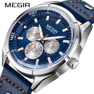 Reloj de hombre con calendario y día de la semana, esfera de cuero genuino, reloj de pulsera de cuarzo - Product Image 1
