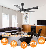 Ventilateur de plafond électrique de style moderne de 52 pouces avec télécommande et kit d'éclairage LED pour hôtel et salon, décoration intérieure