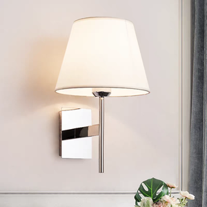 Moderne minimalistische gouden ijzeren stof LED-lampenkap E27 wandlamp 5W verstelbare kleurtemperatuur voor hotelkamers gangen thuis - Product Image 4