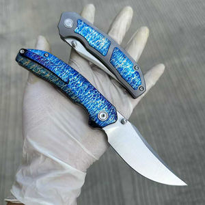 Cuchillo de Caza Plegable HongRui para Exteriores, Cuchillo de Bolsillo EDC con Hoja de Acero Sueco 14C28N y Mango de Aleación de Titanio para <span class=keywords><strong>Camping</strong></span> - Product Image 6