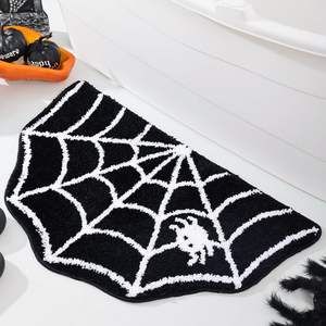 Felpudo de Cachemira sintética con telaraña para Halloween, alfombrilla antideslizante absorbente de agua para decoración de puerta de baño - Product Image 1