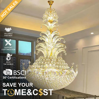ENSEMBLE personnalisé grande décoration intérieure hôtel église escalier lustre en cristal lampe moderne luxe décor à la maison suspension