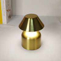 Lampe de bureau LED en laiton à batterie rechargeable champignon doré Lampe de table sans fil tactile à gradation