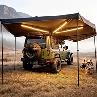 Tente de camping autoportante en toile PVC avec auvent latéral pour voiture à 70 degrés, avec poteaux en aluminium, pour 2 à 4 personnes