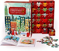 Boîte de calendrier de l'Avent personnalisée avec puzzle de Noël, 24 jours, traditions des fêtes, compte à rebours, emballage cadeau avec 24 tiroirs