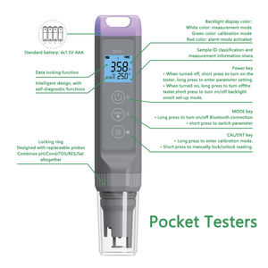 Medidores eletroquímica Laboratório Ensaio Ambiental Display Retroiluminação Digital Eletrodo pH Tester Pocket Testers - Product Image 2