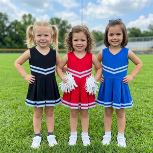 Uniforme <span class=keywords><strong>de</strong></span> Animadora para Niñas, Vestido <span class=keywords><strong>de</strong></span> Animadora para Niños Pequeños, <span class=keywords><strong>Disfraz</strong></span> <span class=keywords><strong>de</strong></span> Actuación para Niñas, Vestido Plisado sin Mangas - Product Image 1