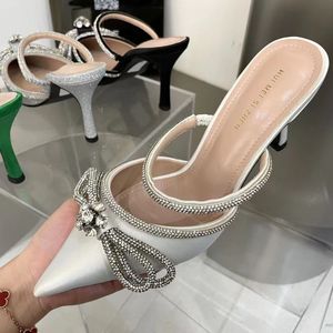 Sandalias de Tacón Alto con Tela de Seda, Estilo Nuevo, Brillantes, Elegantes y Sensuales, Color Verde, para Mujer - Product Image 4