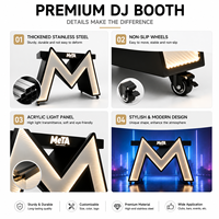 Écran LED pour cabine de DJ, table miroir infini en forme de M, bureau de DJ lumineux avec roulettes pour boîte de nuit, bar, scène, événement