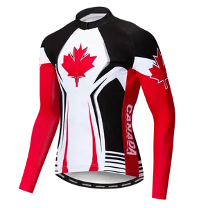 HIRBGOD टीम कनाडा सायक्लिंग जर्सी शरद ऋतु Mens पहाड़ साइकिल कपड़े शांत मेपल का पत्ता डिजाइन बाइकर टी शर्ट