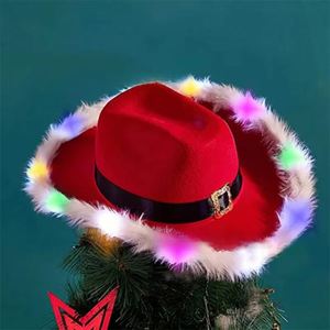 Accesorio de Disfraz Navideño de Vaquero del Oeste, Gorros de Santa con Luces LED - Product Image 2