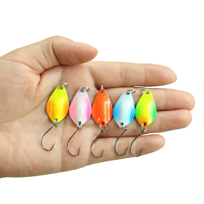 Colead copper sequins 1g 2g Spoon Fishing Lure Swim Bait Isca Artificial Trout Lure Fishing Sequin Metal Spoons Lure