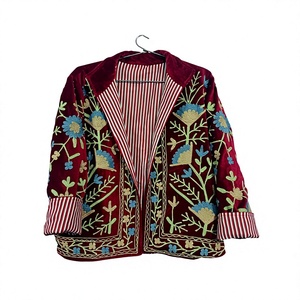 Floral Velvet Embroidered <b>Jacket</b> <b>Mandarin</b> <b>Collar</b> Winter Coat Full Sleeve Chinese Style queen <b>jacket</b> vintage blossom luxe <b>jacket</b> - Product Image 5