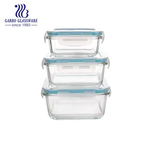 耐热硼硅酸盐方形玻璃食品容器碗装玻璃便当盒带盖野营野餐