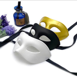 Máscara de hombre negro Media cara Fiesta de adultos Personalidad blanca Maduro Guapo Moda Hombre antiguo Mascarada de Halloween Máscara facial - Product Image 1