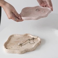 미니멀리스트 이탈리아 천연 대리석 트레이 보석 접시 식탁 웨딩 라마단 소형 트래버틴 스톤 트레이