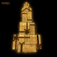 Toprexdecor Boîte-cadeau géante LED extérieure éclairée arbre de Noël décoration de vacances 3D motif fantaisie lumière pour Ramadan jour de l'an