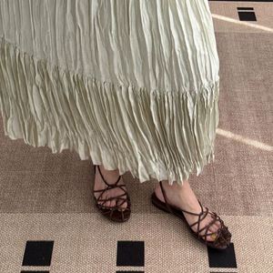 French Retro Thin Strap Woven Hollow Out Open Toe <b>Sandals</b> Women 2026 Summer Versatile <b>Flat</b> Roman <b>Sandals</b> Soft Sole Non slip - Product Image 1