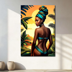 Bán buôn phụ nữ Châu Phi tường nghệ thuật Nữ Canvas tác phẩm nghệ thuật cho trang trí nội thất - Product Image 4
