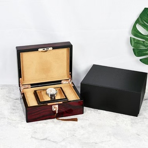 Hộp đựng đồng hồ da cao cấp màu đỏ, họ<span class=keywords><strong>a</strong></span> tiết lớn, có khó<span class=keywords><strong>a</strong></span> khung bên trong, bao bì quà tặng bằng gỗ sang trọng dành cho đồng hồ - Product Image 3