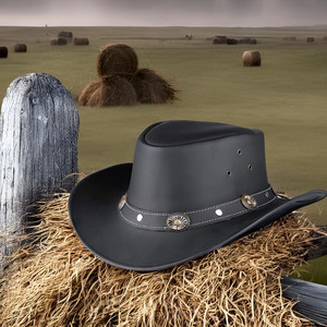 Sombreros de Vaquero de Cuero Genuino Estilo Occidental Totalmente Personalizados, Sombrero de Vaquero Vintage de Primera Calidad, Sombreros de Vaquero Occidentales de Marca Privada - Product Image 5