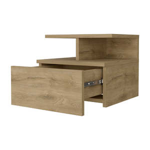 Table de chevet flottante Augusta à 2 niveaux et 1 tiroir, meuble de rangement pour chambre à coucher - Product Image 5