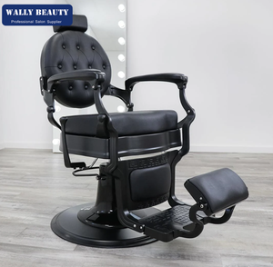 Sillón de Barbería de Lujo Vintage de Cuero Marrón Reclinable con Bomba Hidráulica de Alta Resistencia para Peluquería y Estilismo - Product Image 3