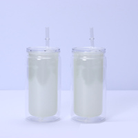 Nouveau Gobelet en Acrylique Luminescent de 16 oz, Pré-percé, Effet Boule de Neige, en Plastique à Double Paroi, pour Enveloppement Vinyle UV, Couleurs Assorties