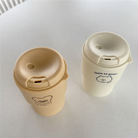 Gobelet thermique portable 350 ml à double paroi, design simple, bouteille d'eau en plastique avec couvercle pour les voyages des enfants