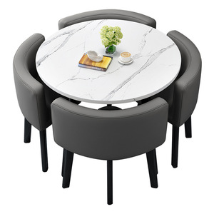 Modern Lüks Mutfak Restoran Masaları ve Sandalye Takımları Oda Mobilyaları Küçük Yuvarlak Yemek Masası Takımı 4 Sandalye - Product Image 1