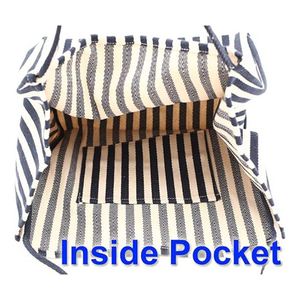 Women's <b>Canvas</b> Tote Bag Large Capacity Shoulder Bag Striped Hobo Bag with Zipper <b>Beach</b> Work Tote - Product Image 4