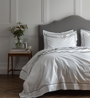 Parure de lit de luxe en percale 100% coton 300TC avec logo brodé, collection maison, taille Queen, pour toutes les saisons
