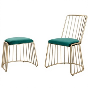 Tabouret de bar de luxe haut de gamme avec cadre en fer doré élégant pour hôtel, chambre, salon, salon de manucure, style voile de mariée - Product Image 1