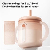 Gobelet isotherme pliable en silicone JUNVOY à double poignée et paille, 180 ml, isolation thermique 0-6 heures, style minimaliste tendance